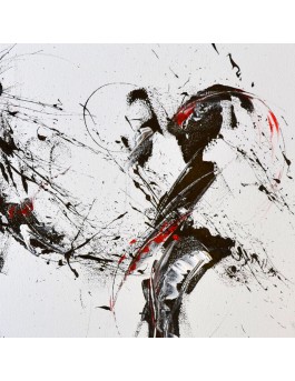 tableau abstrait noir blanc rouge