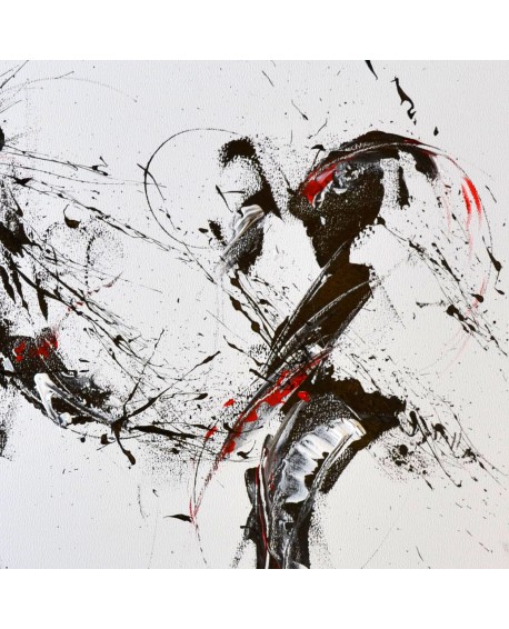 tableau abstrait noir blanc rouge