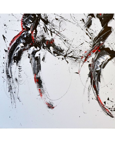 tableau abstrait noir blanc rouge