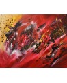 tableau abstrait contemporain design rouge noir or