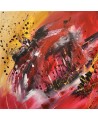 tableau abstrait contemporain design rouge noir or