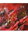 tableau abstrait contemporain design rouge noir or