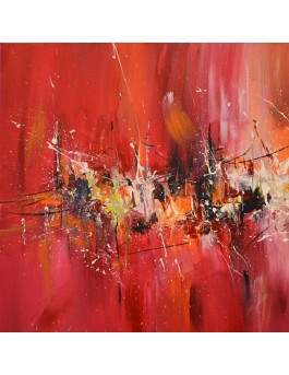 tableau abstrait rectangulaire rouge