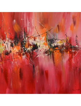 tableau abstrait rectangulaire rouge