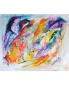 grand tableau abstrait multicolore