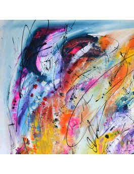 grand tableau abstrait multicolore