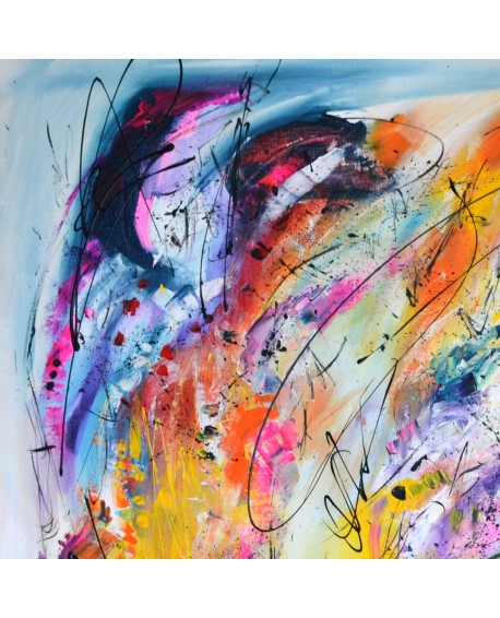 grand tableau abstrait multicolore
