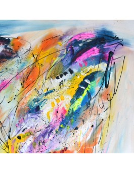 grand tableau abstrait multicolore