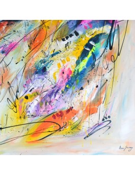 grand tableau abstrait multicolore