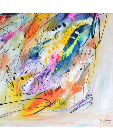 grand tableau abstrait multicolore