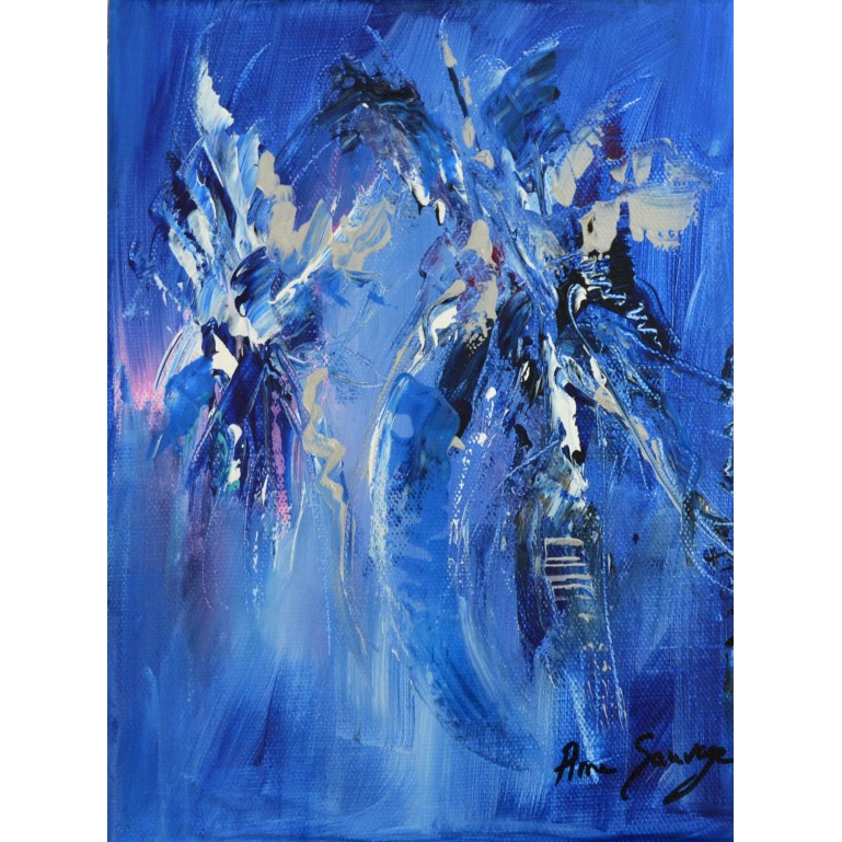 tableau abstrait vertical bleu