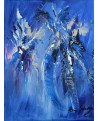 tableau abstrait vertical bleu