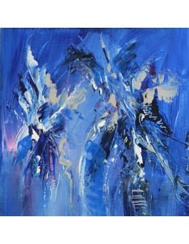 tableau abstrait vertical bleu