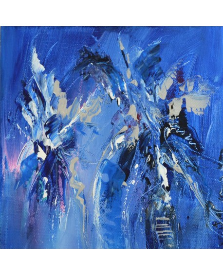 tableau abstrait vertical bleu