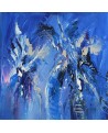 tableau abstrait vertical bleu