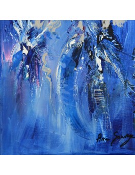 tableau abstrait vertical bleu