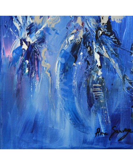 tableau abstrait vertical bleu