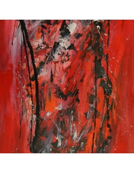 Dissolution - grand tableau abstrait rouge et noir panoramique