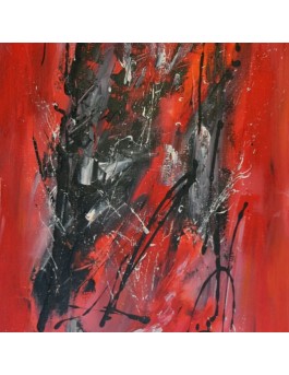 Dissolution - grand tableau abstrait rouge et noir panoramique