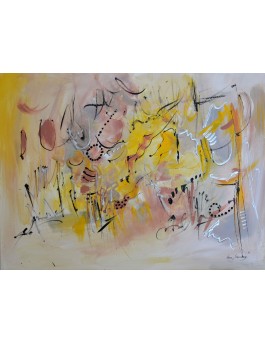 tableau abstrait gris jaune