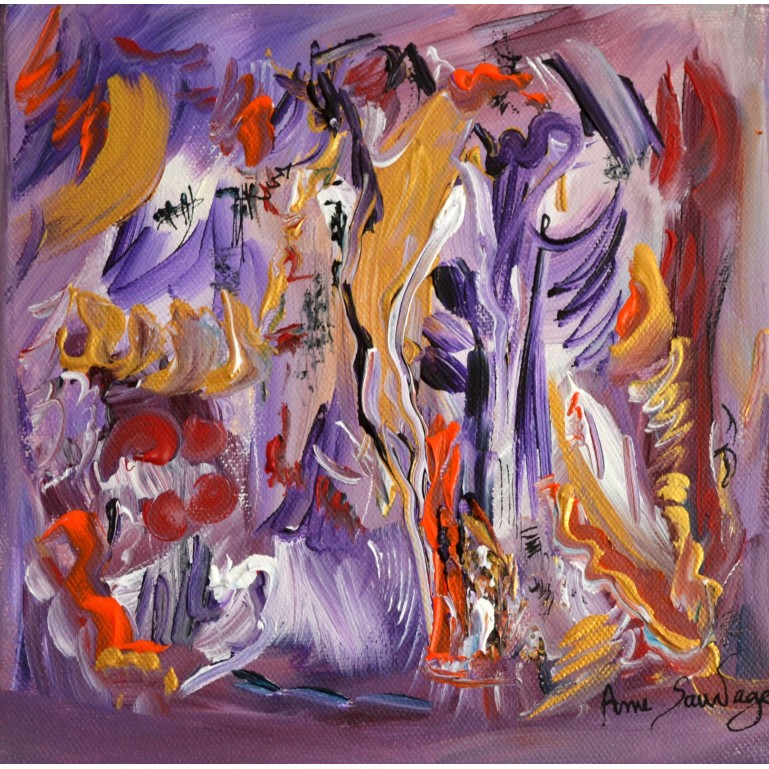 tableau abstrait violet mauve le mont caramel