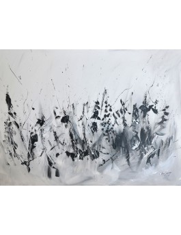 tableau abstrait contemporain noir et blanc