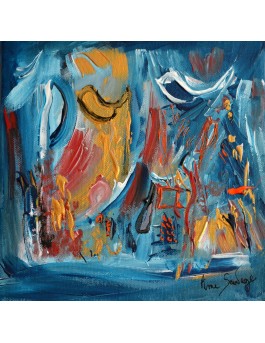 tableau abstrait bleu paysage délicieux