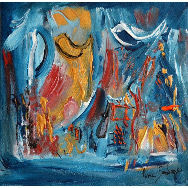 tableau abstrait bleu paysage délicieux