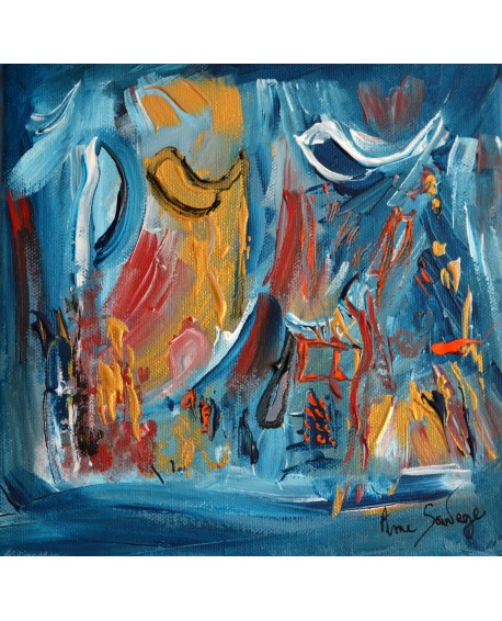 tableau abstrait bleu paysage délicieux