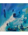 tableau abstrait bleu bateau