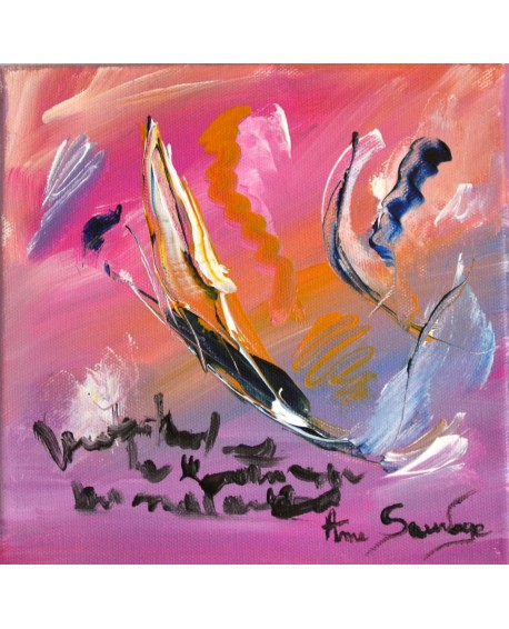 tableau abstrait rose ode à l'amour