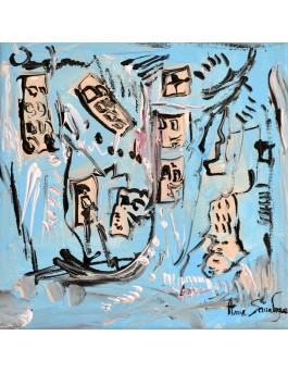 tableau abstrait moderne bleu beige