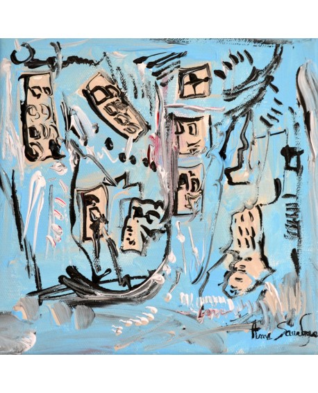 tableau abstrait moderne bleu beige
