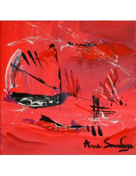 tableau abstrait rouge noir blanc