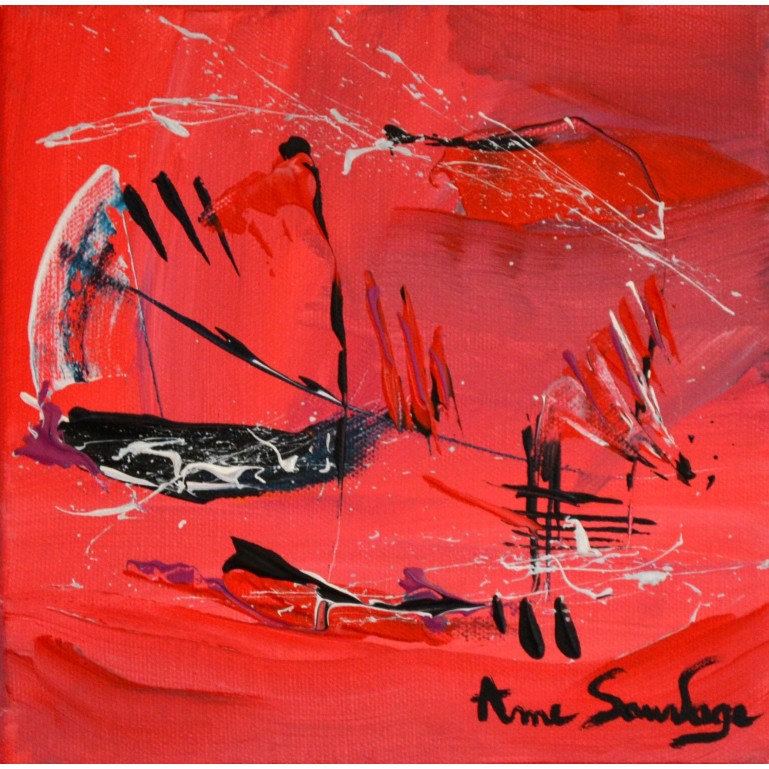 tableau abstrait rouge noir blanc