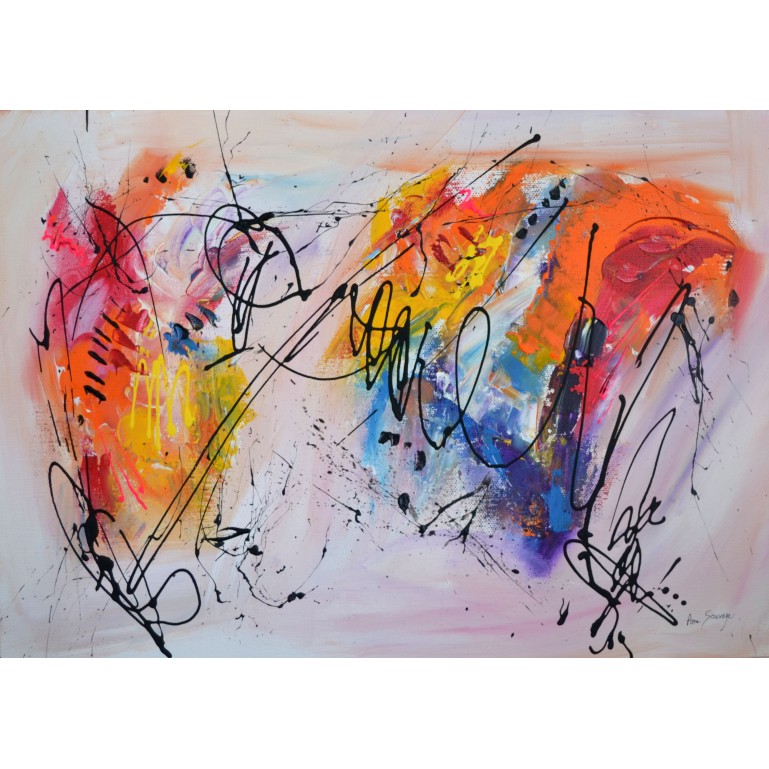 tableau abstrait multicolore