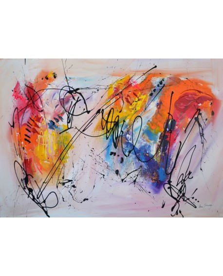 tableau abstrait multicolore