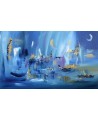tableau abstrait bleu bateaux