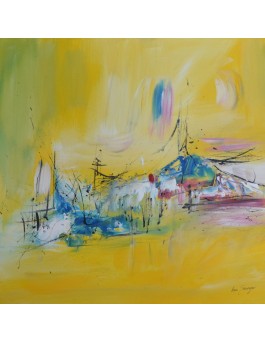 tableau abstrait jaune