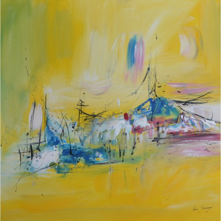 tableau abstrait jaune