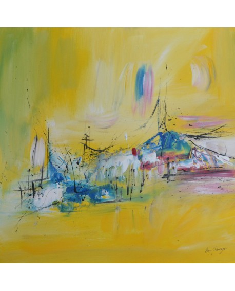 tableau abstrait jaune