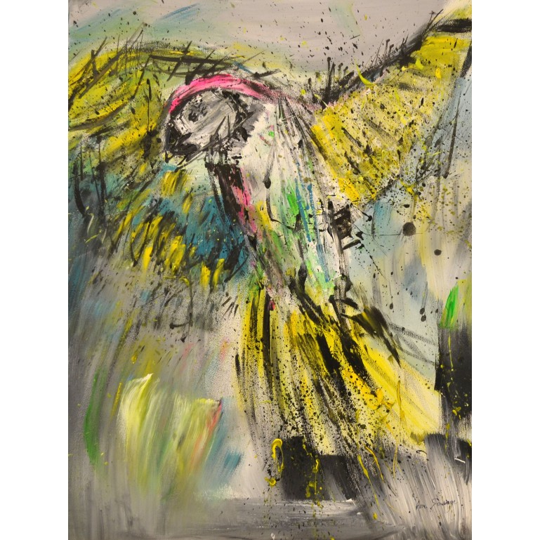 tableau abstrait perroquet