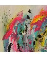 peinture abstraite multicolore plaque de bois
