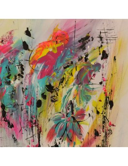 peinture abstraite multicolore plaque de bois