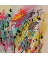 peinture abstraite multicolore plaque de bois
