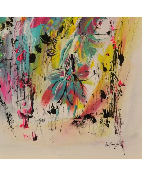 peinture abstraite multicolore plaque de bois
