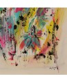 peinture abstraite multicolore plaque de bois