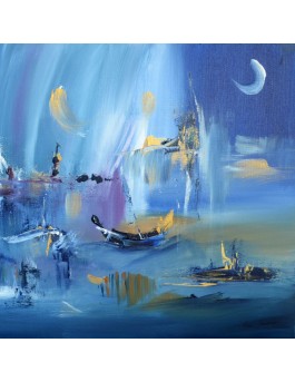 tableau abstrait bleu