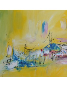tableau abstrait jaune
