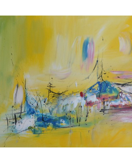 tableau abstrait jaune